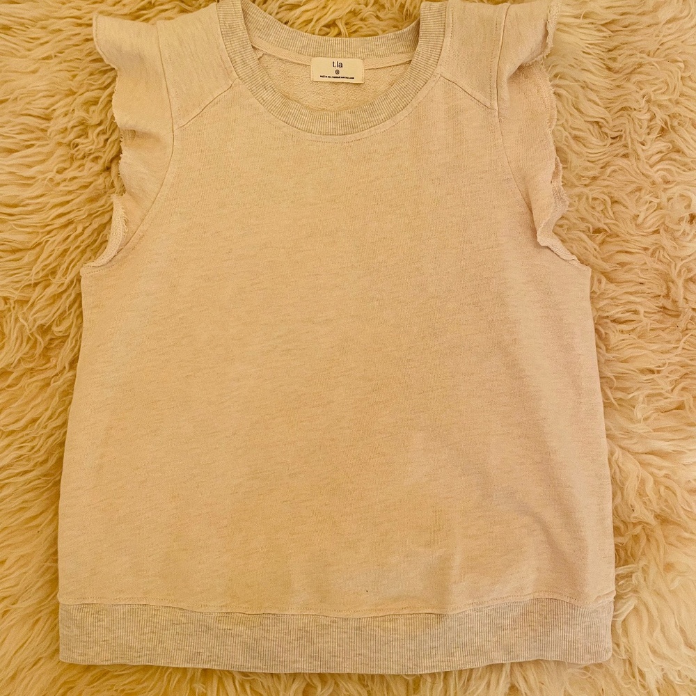 t.la sweatshirt muscle tee. Cream and weathered grey. Never worn. Like new.
